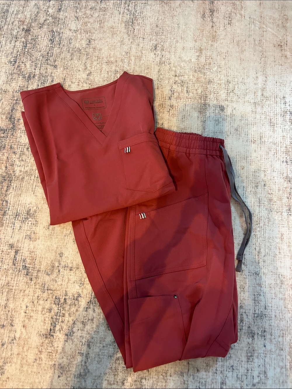 Women's Mediclo Rust V-Neck Scrub Top and Pants Set